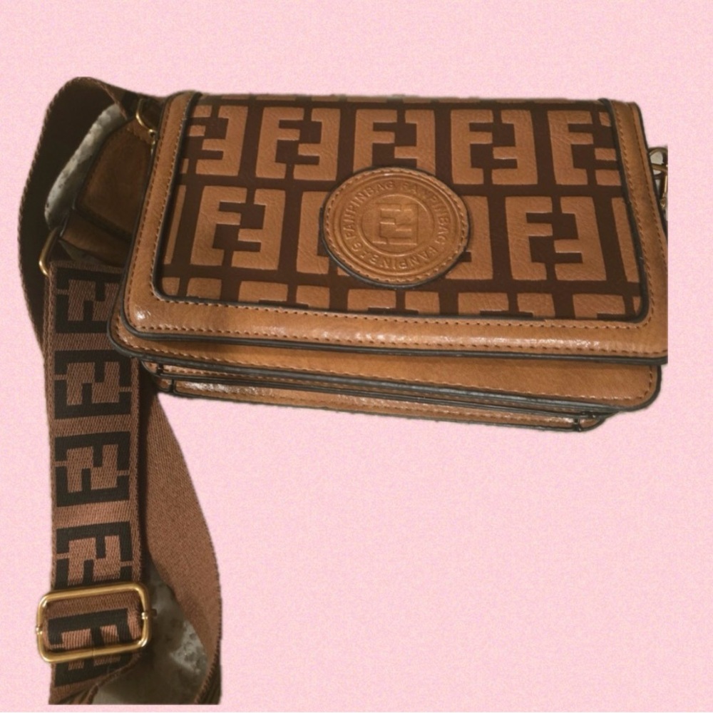Brown Embossed Crossbody Bag